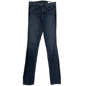 Rag & Bone High Rise Skinny Jeans Skylark Dark Wash Black Tuxedo Stripe Size 28